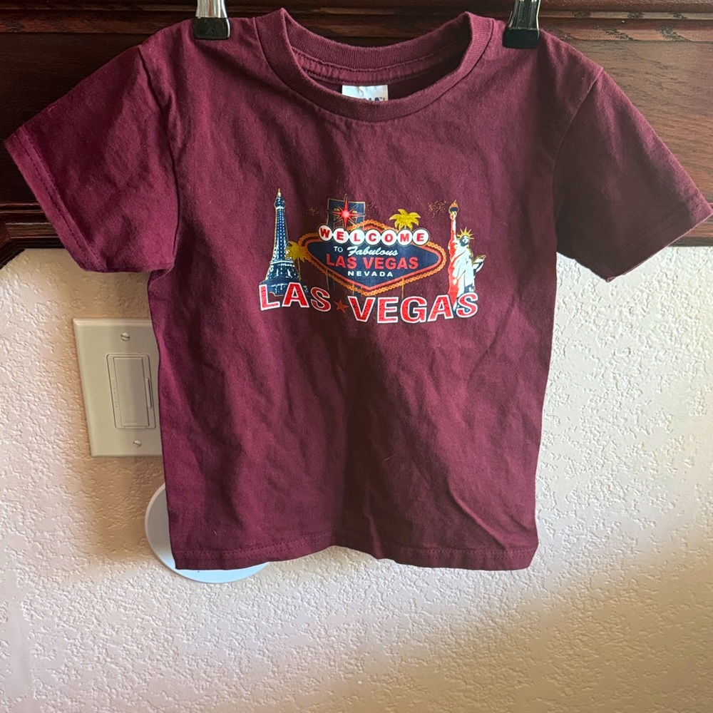 Las Vegas Kids XS T-Shirt - Maroon 100% Cotton Casual Short Sleeve Tee Shirt